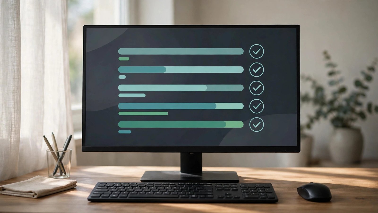 A desktop monitor showing a software installation progress screen during setup